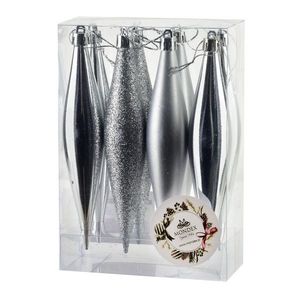 Vánoční sada 8 ks ozdob Santa Lila Rampouchy stříbrná vyobraziť