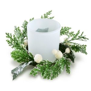 Vánoční svícen s LED vložkou SANTA LILA HOLLY bílý vyobraziť