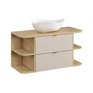 Závěsná skříňka Dalia Cashmere Ovalia s deskou a umyvadlem 100 cm kašmírová/dub cremona vyobraziť