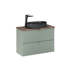 Závěsná skříňka Line Reed Green Beyond s deskou a umyvadlem 80 cm zelená/dub casella vyobraziť