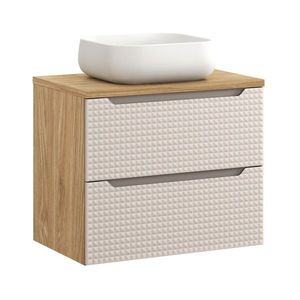 Závěsná skříňka Luxor Beige s deskou a umyvadlem 70 cm béžová/dub olejovaný vyobraziť