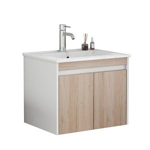 Závesná skrinka pod umývadlo Houseland Morvia 60 cm biela/dub vyobraziť