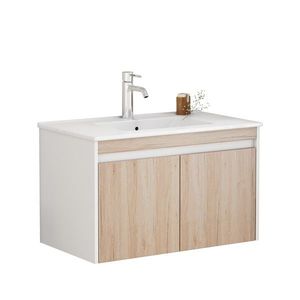 Závesná skrinka pod umývadlo Houseland Morvia 80 cm biela/dub vyobraziť