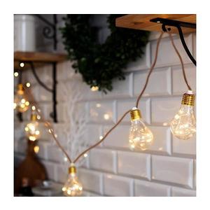 LED dekorativní žárovky na přírodním provazu 10x žárovka 30LED 180cm časovač 3x AA 1V242 vyobraziť