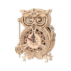 Robotime 3D drevené mechanické puzzle Hodiny Sova kyvadlové 161 ks vyobraziť