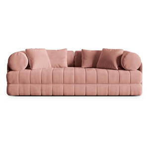 Ružová zamatová rozkladacia pohovka 206 cm Kemi – Cosmopolitan Design vyobraziť