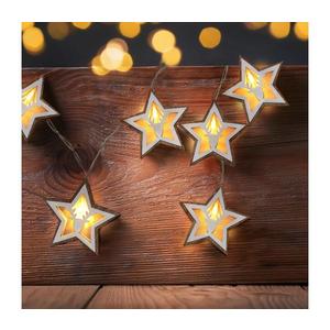 LED vianočná reťaz hviezdy 10x LED drevo 1, 5m 2x AA vyobraziť