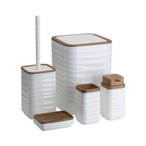 HowHomely Wave 5 ks biela prvky s povrchovou úpravou v dekore dreva vyobraziť