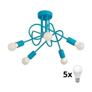 Detský prisadený luster OXFORD 5xE27/15W/230V modrá W-2016/5 TRQ vyobraziť