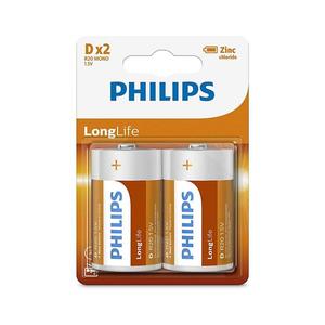 Philips R20L2B/10 - 2 ks Zinkochloridová batéria D LONGLIFE 1, 5V 5000mAh Phil-R20L2B/10 vyobraziť