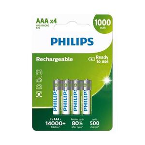 Philips R03B4RTU10/10 - 4 ks Nabíjacie batérie AAA NiMH/1, 2V/1000 mAh Phil-R03B4RTU10/10 vyobraziť