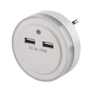 LED Nočné svietidlo do zásuvky s fotosenzorom+2xUSB 3xLED/0, 3W/230V P3313 vyobraziť