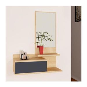 Nástěnná police se zrcadlem ROZELLA 90x60 cm béžová/antracit 550ARN1302 vyobraziť