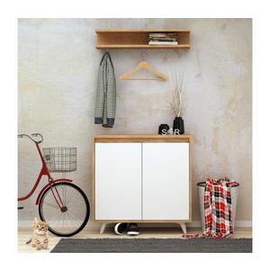 Nástenný vešiak OBSOYO 15x80 cm + skrinka na topánky 100x80 cm hnedá/biela 811MDD4103 vyobraziť