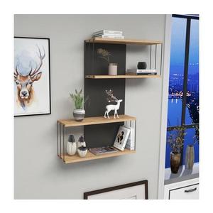 Nástenná polica DESTAN 96x65 cm antracit/hnedá 854KLN1742 vyobraziť