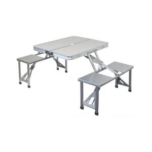 Skladací kempingový stôl so stoličkami biela/chróm 13491 vyobraziť