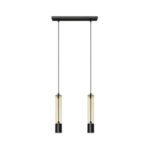 LED Luster na lanku BARS 2xGU10/4, 8W/230V čierna/zlatá W-L 1115/2 BK+GO+BK vyobraziť