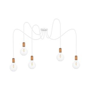 Luster na lanku MIROS 5xE27/60W/230V pavúk biela/medená 0666 vyobraziť