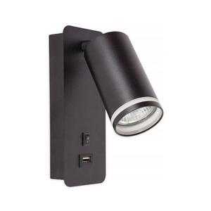 Nástenné bodové svietidlo s USB nabíjačkou 1xGU10/35W/230V čierna BEDROOM LIGHT BLACK USB vyobraziť
