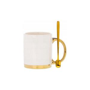 HowHomely Hrnček s lyžičkou LANA krémová/zlatá HH-LANA-01-WG vyobraziť