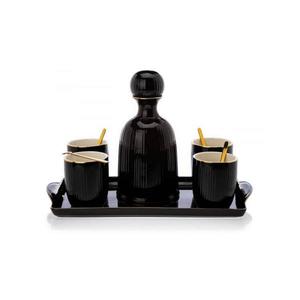 HowHomely Keramická sada šálok s karafou a podnosom KENDI čierna HH-KENDI-01-BG vyobraziť