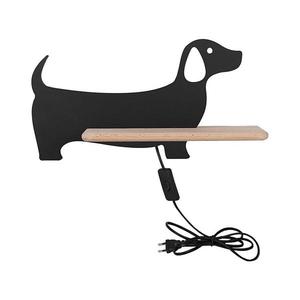 LED Detské nástenné svietidlo s poličkou DOG LED/5W/230V čierna/drevo 21-01047 vyobraziť