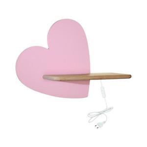 LED Detské nástenné svietidlo s poličkou HEART LED/5W/230V ružová/drevo 21-84569 vyobraziť