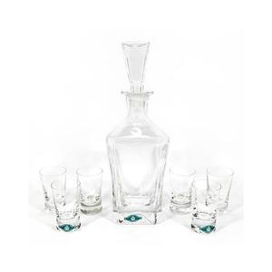 Sada 1x sklenená fľaša 1x sklenená zátka a 6x pohár na panáky číra vyobraziť
