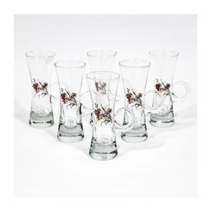 Sada 6x pohár na likér s uchom číra s motívom kytice vyobraziť