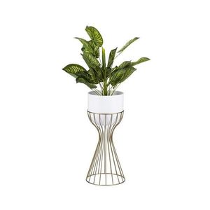 HowHomely Kovový kvetináč LOFT 46x20 cm zlatá/biela HH-ML-08-GW vyobraziť