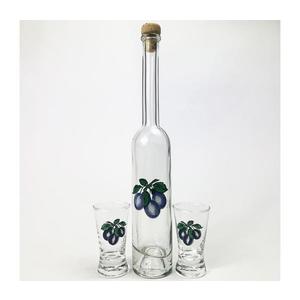 Sada 1x sklenená fľaša okrúhla a 2x pohár na panáky číra vyobraziť