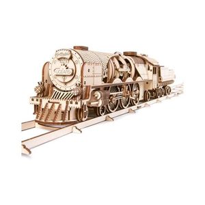 Ugears - 3D drevenené mechanické puzzle V-Express parná lokomotíva s tendrom UG70049 vyobraziť