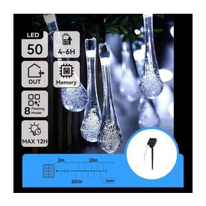 B.V. - LED Solárna dekoračná reťaz 50xLED/8 funkcií 12m IP65 studená biela B10201JF2 vyobraziť