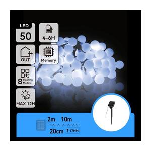 B.V. - LED Solárna dekoračná reťaz 50xLED/8 funkcií 12m IP65 studená biela B10201JE3 vyobraziť
