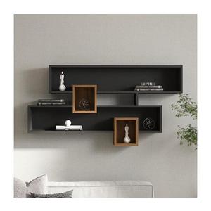 Nástenná polica KAREN 120x72, 2 cm antracit/hnedá 835PUQ1608 vyobraziť