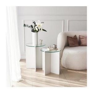 SADA 2x Odkladací stolík LILY pr. 40 cm biela/číra 552NOS2245 vyobraziť