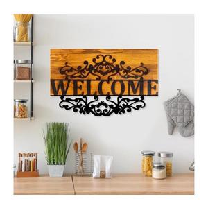Nástenná dekorácia 58x36 cm vitajte drevo/kov 899SKL2687 vyobraziť