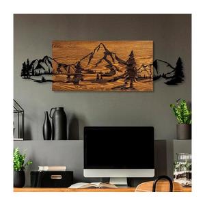 Nástenná dekorácia 93x29 cm hory drevo/kov 899SKL2611 vyobraziť