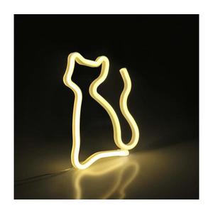 LED Neónová nástenná dekorácia CAT LED/3W/3xAA USB žltá 327093 vyobraziť