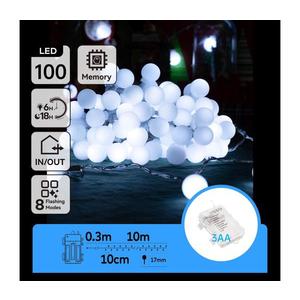 B.V. - LED Vonkajšia reťaz 100xLED/3xAA/8 funkcií 10, 3 m IP44 studená biela B10303K4K vyobraziť