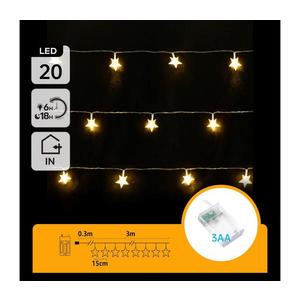 B.V. - LED Vianočná reťaz 20xLED/3xAA 3, 3m hviezdy B10303Q75 vyobraziť