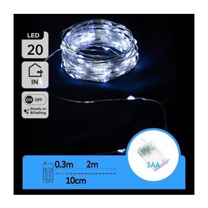 B.V. - LED Vianočná reťaz 20xLED/3xAA 2, 3m studená biela B10303KO9 vyobraziť