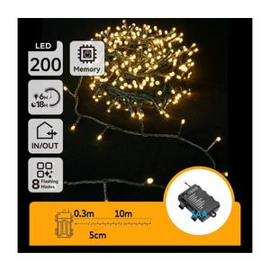 B.V. -LED Vonkajšia vianočná reťaz 200xLED/8 funkcií 3xAA 10, 3m IP44 teplá biela B10303K2K vyobraziť