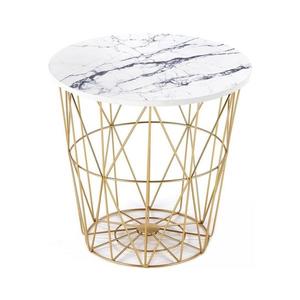 Halmar Konferenčný stolík HARISSA 41x42 cm zlatá/biely dekor mramoru V-CH-HARISSA_G-LAW-BIAŁY vyobraziť