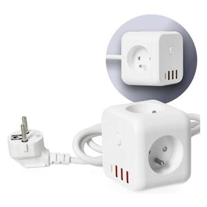 Predlžovací kábel kocka s vypínačom LINEA 3x230V + 4xUSB A/C biela KGLCZW3U4D1B vyobraziť