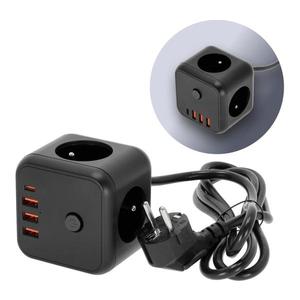 Predlžovací kábel kocka s vypínačom LINEA 3x230V + 4xUSB A/C čierna KGLCZW3U4D1C vyobraziť