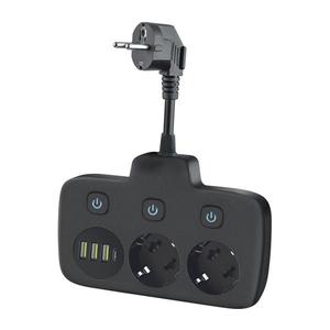 Rozbočovacia zásuvka s vypínačom LINEA 2x230V + 4xUSB A/C SCHUKO čierna KGLFZW2U4D2C vyobraziť