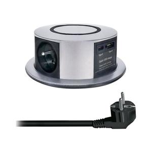 PP120CW-PD20- Zásuv. stĺpik na dosku stola s Qi 3x230V+1xUSB-A+1xUSB-C PP120CW-PD20 vyobraziť