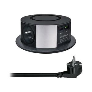 PP120CW-PD20-B-Zásuv. stĺpik na dosku stola s Qi 3x230V+1xUSB-A+1xUSB-C PP120CW-PD20-B vyobraziť