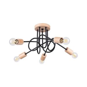 SL.1478 - Prisadený luster EMBER 5xE27/15W/230V čierna/béžová/buk SL.1478 vyobraziť